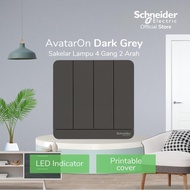 Schneider Electric Avataron Grey Light Switch - 4 Gang 2 Way