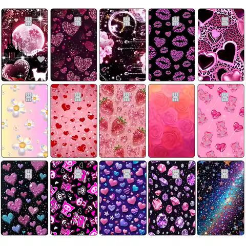 Glitter Floral Series Credit Card Skin Stickers for Decorating VISA JCB AMEX MasterCard and Other IC