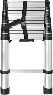 WFLNHB 12.5 FT Telescoping Ladder One Button Retraction Aluminum Extension Ladder Collapsible Ladder