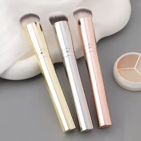 1pcs New Single Full Aluminium Tube Slant Head Concealer Brush Soft Bristles No Powder Lightweight N