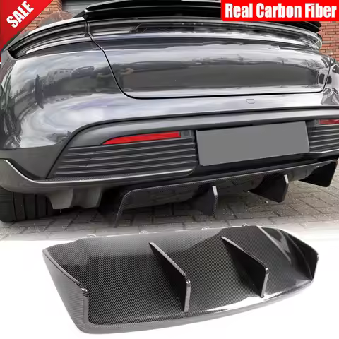 2019-2024 For Porsche Taycan 9J1 Turbo S Carbon Fiber Rear Bumper Diffuser Lip Spoiler Body Kit Exte