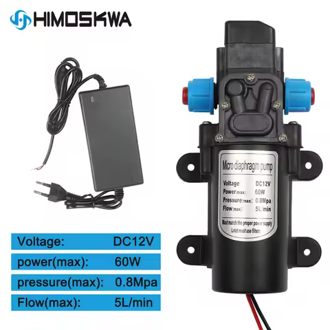 DC 12V 60W Micro Electric Diaphragm Water Pump 5L/min High Pressure Car Washing Spray Water Pump 0.8
