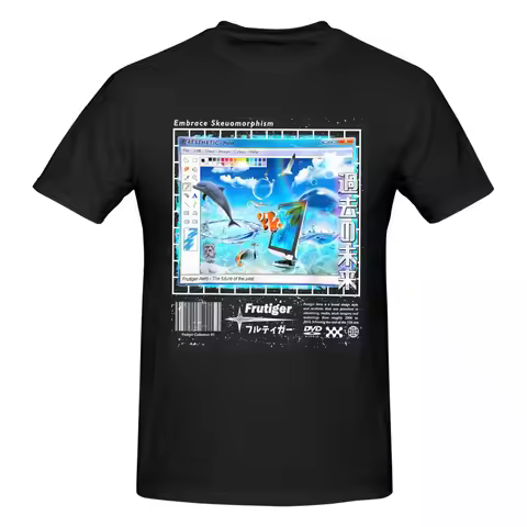 Men Frutiger Aero Fashion Frutiger Vibes T Shirt Streetwear Big Size O-neck Cotton Custom Sleeve Tsh