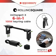 Rolling Square inCharge X, 6-in-1 Multi Charging Cable 100W Portable Keychain Charger USB-C/USB-A/Mi