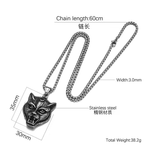 1Pc Vintage Hiphop Punk Men's Necklace Stainless Steel Pendant Necklace, Father's Day gift, gift for