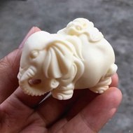 Ivory Fruit Elephant Baby Elephant Handle Toy Piece Carving Animal Auspicious Image Decoration Car D