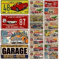 Vintage USA Route 66 Illinois Plate State Number Plate Brand Decorative Metal Sign Garage Club Man C
