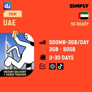 SIMPLY [eSIM] UAE | Up to 30 Days | Daily:500MB-3GB | Total:3GB-50GB Data | No Registration Required