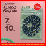 PLASTIC ZIPLOCK CLIP ACCESSORIES METALIZED ALUMINUM FOIL / GREEN LINE VARIANT 7CM X 10CM SINGLE