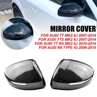aimey ฝาครอบกระจกมองข้างสำหรับ Audi TT TTS TTRS MK2 (8J) R8 (42) 2007-2014 ลายคาร์บอนไฟเบอร์ สำหรับเ