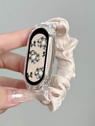 1入通用透明手錶帶,附毛圈設計,適用於小米手環8/7/6/5/4/3 Nfc版本