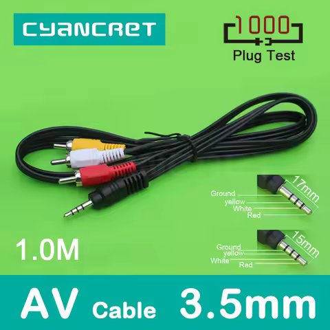 AV Cable 3.5mm Jack to 3 RCA Audio Video Cable Male to Male for Android TV Box Speaker Television Pr