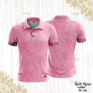 CU01-SOFT PINK BATIK SONGKET SUBLIMATION POLO COLLAR TSHIRT