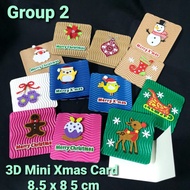 Xmas Mini Greeting Card/ Gift Card/ Christmas Card/ X'mas Card, 3D Felt, Rhinestone, Corrugated Card, Season's Greetings