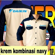 KEMEJA Ready full embroidery cream combination navy Daikin shirt Daikin shirt Daikin uniform Daikin 