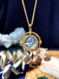 【正義之光】古銀幣 吊墜 項鍊 回頭獅 ins風 手工銀飾