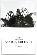 Room and Home Light Lantern, 20 LEDs, Black, 2.2 x 2.0 inches (5.5 x 5 cm), Length 9.8 ft (3 m), Bat