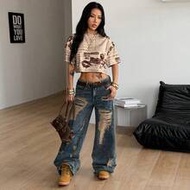 Women's Beige Summer Casual 2000s 90s Inspired Street Wear Y2k City Break Newspaper Pattern Loose Cr