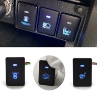 HYS 1PC 12V Blue LED DRL Light Seat Mirror Heated Push Switch Parking Button For Toyota Camry Prius 