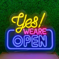 ป้ายไฟนีออน ป้ายไฟ YES! WE ARE OPEN ไฟประดับตกแต่ง ป้ายไฟสำรับตกแต่งหน้าร้าน ป้ายอะคริลิค