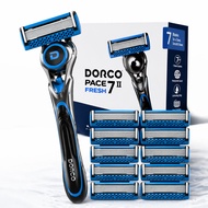 Dorco Pace7 II Fresh Razor Set 7 Blade System Shaving Razor + 11 Cartridges Men Razor Refill Groomin