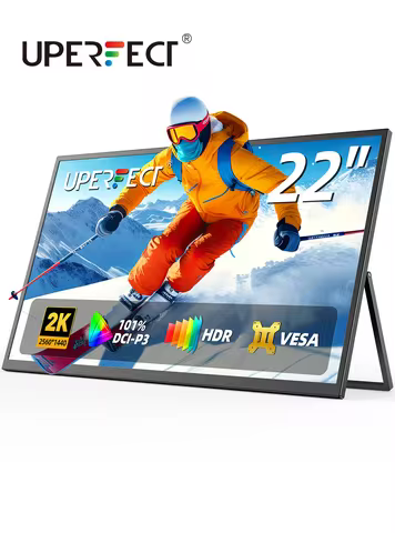 UPERFECT 22" 2K Portable Monitor w/VESA & 180°Adjustable Stand 2560 * 1440 QHD FreeSync IPS HDR Larg