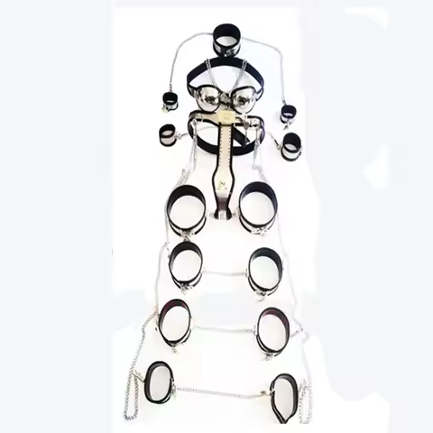 10Pcs Set Stainless Steel Men Chastity Belt Pants Anal Plug Bra Collar Hand Ankle Cuffs Cage Male Bo