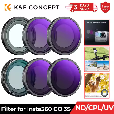 K&F CONCEPT Action Camera Filter for Insta360 GO 3S Camera CPL UV ND8 ND16 ND32 ND64 28 Multi-Layer