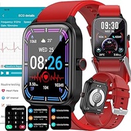 Smart Watch for Men Women, Answer/Make Call, ECG HRV Blood Glucose Fitness Tracker with Heart Rate Blood Pressure Monitor, IP67 Waterproof, Blood Sugar Activity Trackers for Android Ios,Red