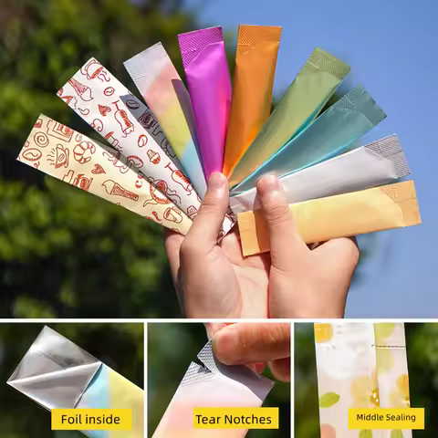 100pcs Open Top Heat Sealable Food Stick Honey Sachet Aluminium Foil 5g Powder Small Packaging Sampl