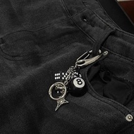 Halloween Dice Keychain, 8 Ball & Dice Charm Keyring, Cool Lucky Gift for Men, Boys & Gamers