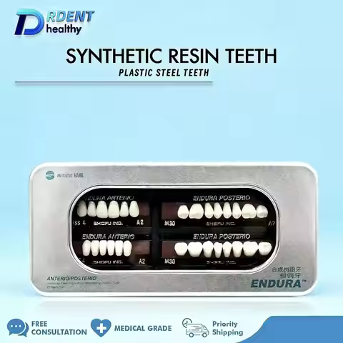 DCLOUD 28Pcs/Box Dental Resin Dentures Full Set Upper Lower False Teeth L/M/S Plastic Acrylic Tooth 
