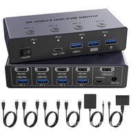 8K Penukar HDMI KVM 4 dalam 1 keluar USB 3.0 Empat dalam Satu Keluar KVM 2 dalam 2 keluar HDMI+DP Dw