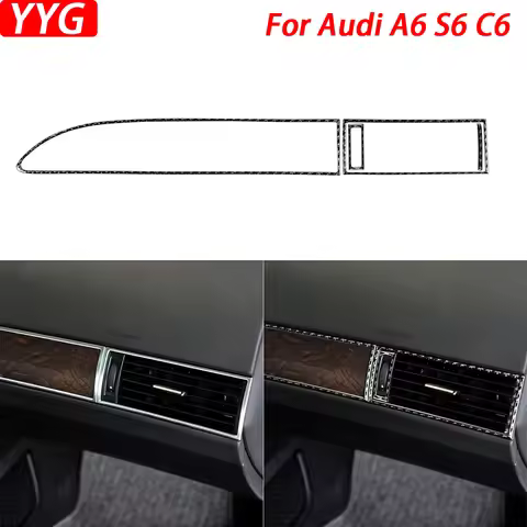 For Audi A6 S6 C6 2005-2011 Carbon Fiber Co-pilot Air Conditioning Outlet Panel Decorative Strip Car