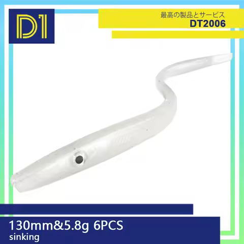 D1 Fishing Shad Eel Worms Soft Silicone Lure 130mm 6pcs/bag Artificial Baits For Bass Sea Fishing 20