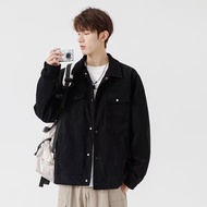 TIDE BEAR เสื้อแจ็คเก็ตผู้ชายผ้าลูกฟูกแฟชั่นเสื้อลำลองเสื้อแจ็กเก็ตแบบมีปกย้อนยุค