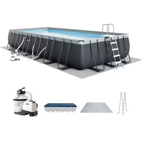 Newest 24 t x 12 t 52 in Above Ground Pool Set, Recular Swimming Pool with Steel e, 2100 GPH Sand il