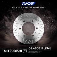 จานเบรคคู่หน้า RACETECH X BREMBO กัดลาย MITSUBISHI TRITON 2WD 05-18 / PAJERO SPORT 08-15 ขนาด 294 -