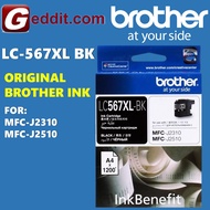 BROTHER LC-567XL BLACK INK CARTRIDGE FOR MFC-J2310  MFC-J2510 LC567XL LC567XLBK LC567XL-BK LC-567XLB