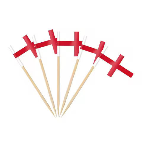 England Flag Toothpick,100 Pcs England Cupcake Toppers, Small England Stick Flags Double-sided for F