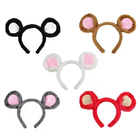 Plush Mouse Ears Headbands Cartoon Animal Ears Hair Hoop Cute Bear Ears Hairband Halloween Party Cos