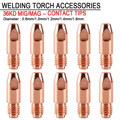 36KD Welding Torch Tips Consumables M8*30mm 0.8/1.0/1.2/1.4/1.6 mm Torch Gun Contact Tips MIG/MAG Co