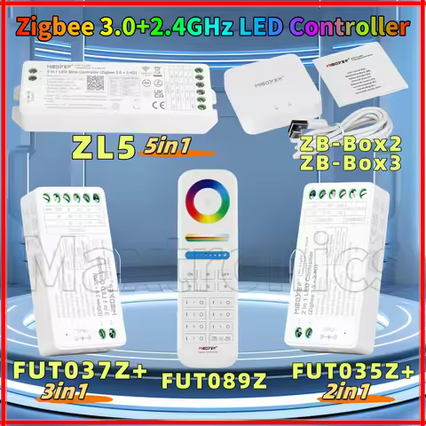 Miboxer 5 in 1 Zigbee 3.0+2.4GHz ZL5 LED Strips Controller/ 2 in 1 FUT035Z+/ 3 in 1 FUT037Z+ LED Con