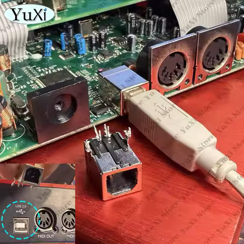 B Type USB 2.0 Jack Connector Printer Port Female Socket Right Angle PCB Connector DB90 Soldering DI