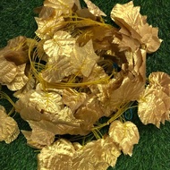 Daun Emas (2 Meter) / Daun Rambat Plastik/ Daun Rambat Artificial / Dekorasi Ruangan