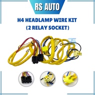 H4 Halogen Head Lamp wire Kit with Wiring Harness 2 relay socket Universal Wiring Kit Harness Relay 