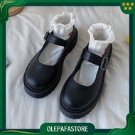 Korean Fashion Buckle Teenage / Teenage Women's School Shoes Black Glosy And Dof Dk 777