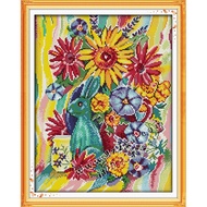 Joy Sunday Stamped Cross Stitch Ktis DMC Threads Chinese Cross Stitch Set DIY Needlework Embroidery Kit-Bunny and Flowers