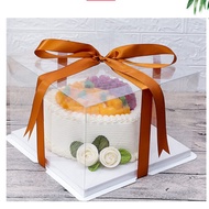 PVC White Transparent Cake Box 6inch Without Ribbon 1pcs 全透明生日蛋糕盒子6寸1个