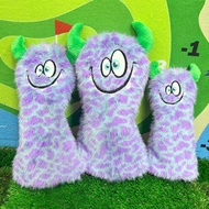 1/4pcs Funny Cartoon Animal Golf Club Covers With Adjustable Number Tag - Faux Fur Material, Purple/